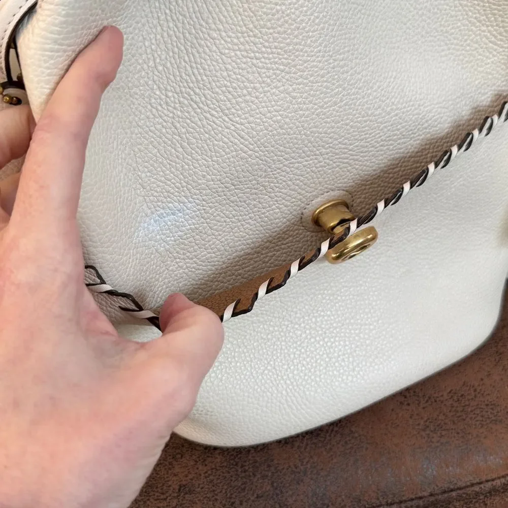 Coach Lora Bucket Bag Whipstitch Tassels Hangtag Chalk 2020 #651